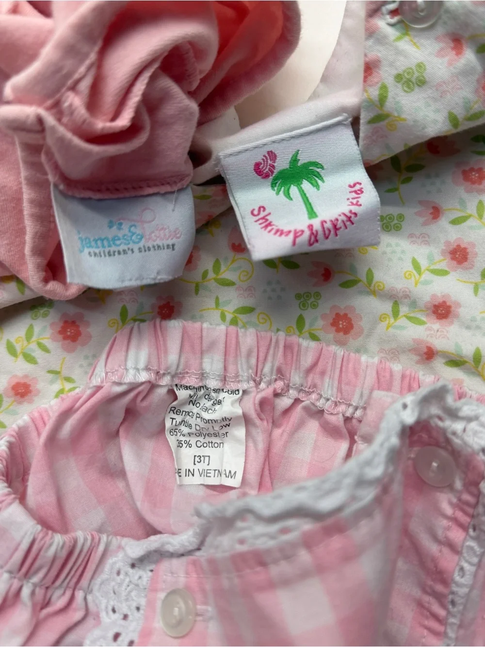 Shrimp N Grits James & Lottie Pink Tank Top and Gingham Bloomers Lace Trim Set